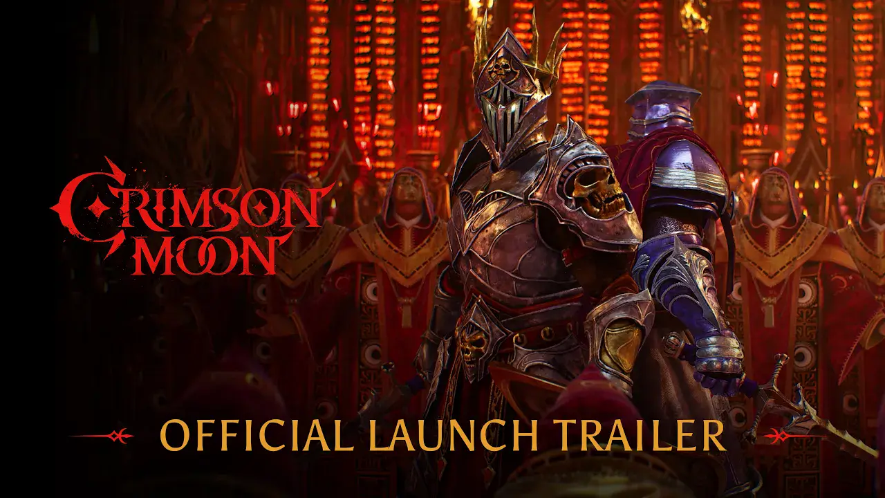 Crimson Moon armored characters in official launch artwork